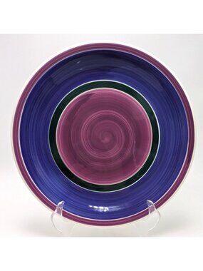 Furio Italy Ceramic Dinner Plate Blue Purple Swirl Vibrant Circular Design